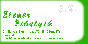 elemer mihalyik business card